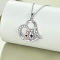 wholesale 925 Sterling Silver Love You Forever Cats Heart Pendant Necklace Gift for Women Mom Daughter Wife-0-3