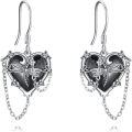 wholesale 14K Gold Gothic Blue Stone Heart Drop Earrings Witch's Charm Jewelry for Women-0-16