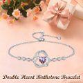 wholesale TOUPOP Heart Birthstone Bracelet 925 Sterling Silver Double Heart Bracelet Love You For Always And Forever Jewelry Anniversary Birthday Christmas Gifts For Women Wife Her -0-2