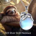 wholesale 925 Sterling Silver Blue Opal Sloth Charm Necklace for Women Girls  45cm Chain Length-0-4