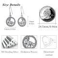 wholesale 925 Sterling Silver Oxidized Tiger Zodiac Circle Drop Earrings-0-4