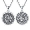 wholesale 925 Sterling Silver Saint Florian Fire Rescue Pendant Necklace-0-0