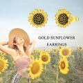 wholesale 925 Sterling Silver Gold Plated Black Crystal Sunflower Stud Earrings - You Are My Sunshine Gift for Women & Mom-0-5