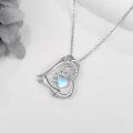 wholesale 925 Sterling Silver Moonstone Dog Bone Pendant Necklace for Women Girls-0-2