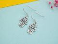 wholesale 925 Sterling Silver Hamsa Hand Dangle Earrings with Floral Details and Hook Closure-0-3