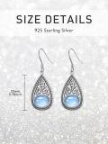 wholesale 925 Sterling Silver Teardrop Blue Moonstone Leverback Dangle Earrings for Women-0-3
