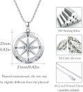 wholesale 925 Sterling Silver Round Compass Pendant Necklace with Cubic Zirconia and Inspirational Message Never Lose Your Way - Graduation Gift for Her Him-0-3