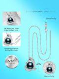 wholesale 925 Sterling Silver & White Gold-Plated Black Freshwater Pearl Heart Pendant Necklace with Cubic Zirconia Accents-0-4