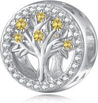 wholesale 925 Sterling Silver Tree of Life Birthstone Charms for Bracelets-11 Nov - Citrine-11 Nov - Citrine - Vine