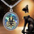 wholesale 925 Sterling Silver Ankh Scarab Anubis Nefertiti Pendant Necklace - Egyptian Jewelry with Abalone Shell and Gold Plating-0-5