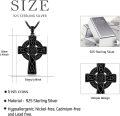 wholesale 925 Sterling Silver Black Onyx Celtic Knot Cross Pendant Necklace  Norse Viking Jewelry for Men Women-0-5