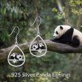 wholesale 925 Sterling Silver Panda Bear Teardrop Dangle Earrings for Women and Girls-0-5