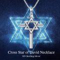 wholesale 925 Sterling Silver Star of David & Cross Pendant Judaic-Christian  for Women Men-0-1