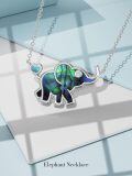 TOUPOP Sterling Silver Abalone Shell Elephant Pendant Necklace Good Luck Jewelry Gift-0-2