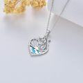 wholesale 925 Sterling Silver Dolphin Heart Pendant Necklace with Blue Enamel and CZs - Beach s for Women & Girls-0-4