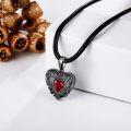 wholesale 925 Sterling Silver Red Crystal Heart Pendant Gothic Necklace for Women-0-2