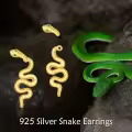 wholesale 925 Sterling Silver Plated Gold Snake Stud Earrings Wholesale with Green Eyes and Cubic Zirconia Accents for Women-0-1