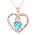 TOUPOP Sterling Silver Birthstone Forever Love Heart Pendant Necklace-0-0