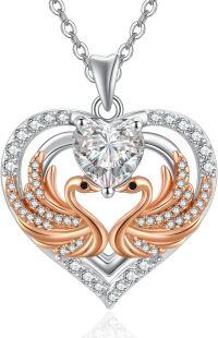 wholesale 925 Sterling Silver Rose Gold Plated Swan Birthstone Necklace for Women-04 Apr - Simulated Diamond