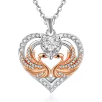 wholesale 925 Sterling Silver Rose Gold Plated Swan Birthstone Necklace for Women-04 Apr - Simulated Diamond