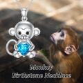 wholesale Metal Stone Monkey Pendant Necklace Birthstone Jewelry Gift for Women-0-5