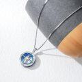 wholesale 925 Sterling Silver Blue Crystal Celtic Knot Compass Pendant Necklace-0-4