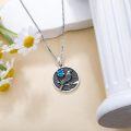 wholesale Silver Synthetic Stone Raven Pendant Crow Round Necklace Gift for Women-0-33