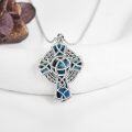 wholesale 925 Sterling Silver Celtic Knot Cross with Blue Abalone Shell Inlay Pendant Necklace for Women Men  48cm Chain Length-0-3