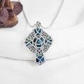 wholesale 925 Sterling Silver Celtic Knot Cross with Blue Abalone Shell Inlay Pendant Necklace for Women Men  48cm Chain Length-0-3