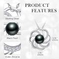 wholesale 925 Sterling Silver 7mm Black Pearl Necklace, Simple Elegant Minimalist Pendant for Women-0-3