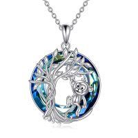 TOUPOP Sterling Silver Blue Crystal Tree Of Life Monkey Necklace Jewelry Gifts For Women-undefined