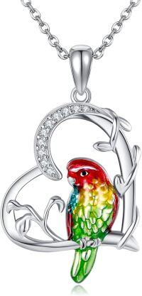 wholesale 925 Sterling Silver 925 Parrot Heart Pendant Necklace  for Women Valentine's Day Christmas Gifts-Parrot