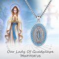 wholesale 925 Sterling Silver Our Lady of Guadalupe Blue Enamel Pendant Necklace for Men & Women-0-1