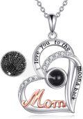 wholesale 925 Sterling Silver I Love You to the Moon & Back Pendant Necklace with Black Stone and Cubic Zirconia Gifts for Mom/Daughter/Grandma-0-0