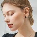 wholesale 925 Sterling Silver Classic Round Black Pearl Earrings-0-3
