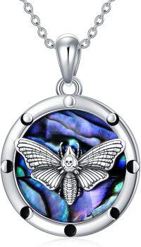 wholesale 925 Sterling Silver Butterfly Abalone Shell Pendant Necklace-Moth