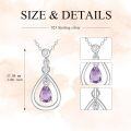 wholesale 925 Sterling Silver Teardrop Amethyst & CZ Necklace - 27mm Natural Stone, 18+2 Chain, Lobster Clasp, Hypoallergenic Gift for Women-0-4
