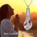 TOUPOP 925 Sterling Silver Crystal Cardinal Necklace Urn Ashes Memorial Jewelry-0-3