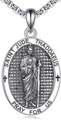 wholesale 925 Sterling Silver Saint Jude Thaddeus Medal Prayer Chain Necklace for Men & Women-0-0
