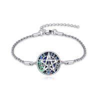 wholesale 925 Sterling Silver Viking Compass Thor Hammer Tetragrammaton Satanic Vegvisir Runes Bracelet-Tetragrammaton
