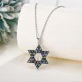 wholesale 925 Sterling Silver Black & Mother-of-Pearl Star of David Pendant Necklace Judaica Christian Gifts for Her-0-2