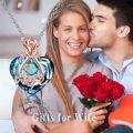 wholesale 925 Sterling Silver Blue Crystal Heart Rose Flower Love Necklace Gifts for Mom Grandma Nana Wife Aunt Daughter Birthday Jewelry-0-1