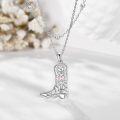 wholesale 925 Sterling Silver Cowboy Boot Pendant Double Chain Necklace Christmas Gifts for Women-0-3