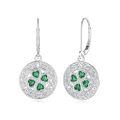 wholesale 925 Sterling Silver Celtic Knot Green Crystal Shamrock Drop Earrings Luck s for Women Girls 4-Leaf Clover Charm Pendant Necklace Set Irish Style Accessories-0-0