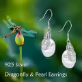 wholesale 925 Sterling Silver Dragonfly Keshi Pearl Teardrop Dangle Earrings Wholesale for Women's  Ideas-0-2