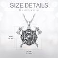 wholesale 925 Sterling Silver Fire Department Badge Necklace with Axes and Helmet Pendant for Men & Women-0-4