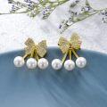 wholesale 925 Sterling Silver Bow and Pearls Stud Earrings for Women & Teen Girls-0-4