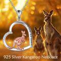 wholesale 925 Sterling Silver Kangaroo Mom and Baby Love Forever Heart Pendant Necklace for Women Girls Gifts-0-4