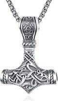 wholesale 925 Sterling Silver Viking Mjolnir Hammer Pendant Necklace with 28 Rolo Chain for Men-0-0