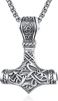 wholesale 925 Sterling Silver Viking Mjolnir Hammer Pendant Necklace with 28 Rolo Chain for Men-Mjolnir
